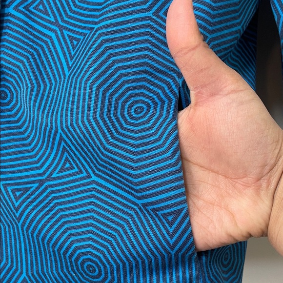 Akris Punto Azure Geometric Sunshade Print Cotton retro style mock neck Jacket - Picture 10 of 17